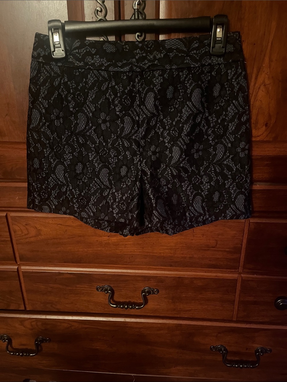 Express Black Lace Overlay High-Waist Shorts